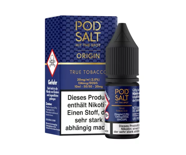 Pod Salt Origin - True Tobacco - Nikotinsalz Liquid 20mg/ml