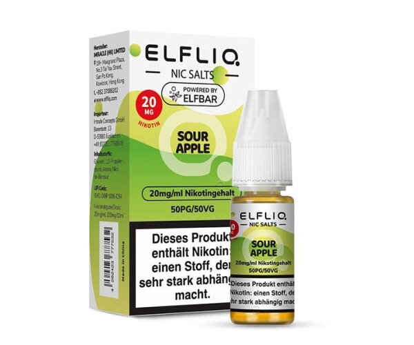 ELFBAR - ELFLIQ - Sour Apple 10ml 10mg/ml